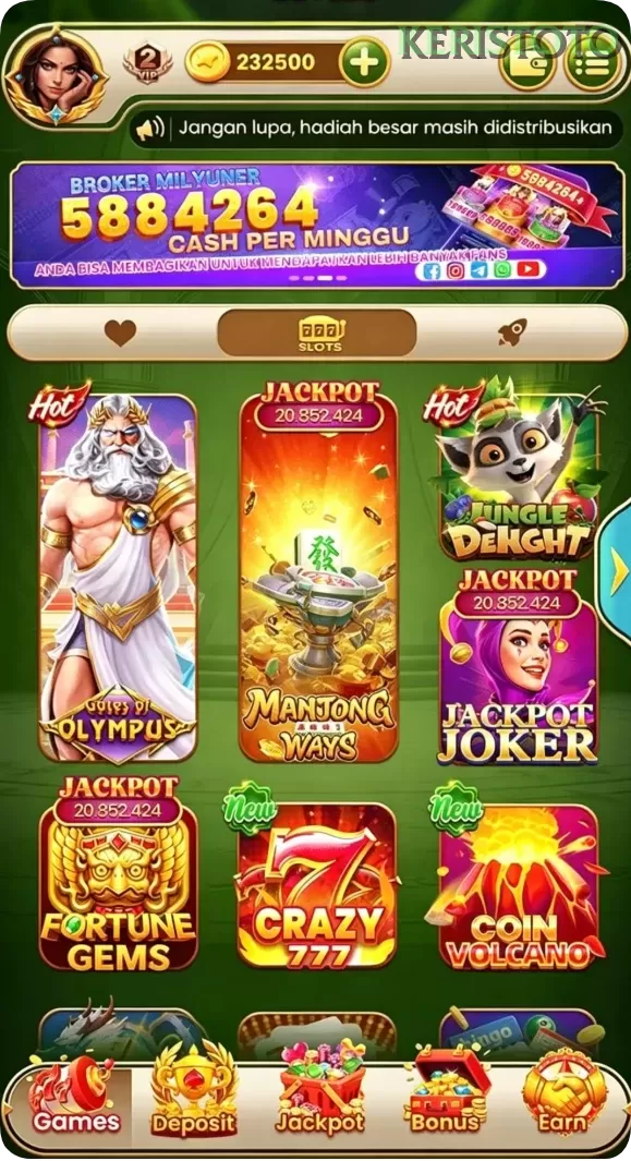 Cuplikan layar KIW69 — halaman utama