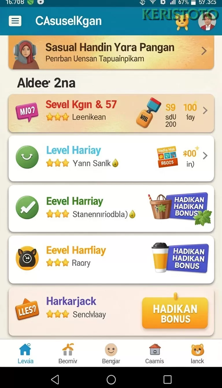 Cuplikan layar KIW69 — menu navigasi